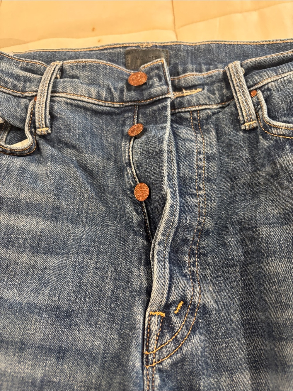 Mother Distressed Blue Denim Jeans - Picture 3 of 5
